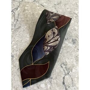 Chez Roffe Men's 100% Imported Silk Neck Tie Abstract Art Green Blue Red JL